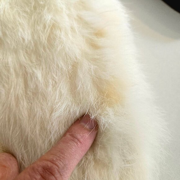 Handmade leather & fur shoulder bag plum off-white artisan genuine - Picture 8 of 10